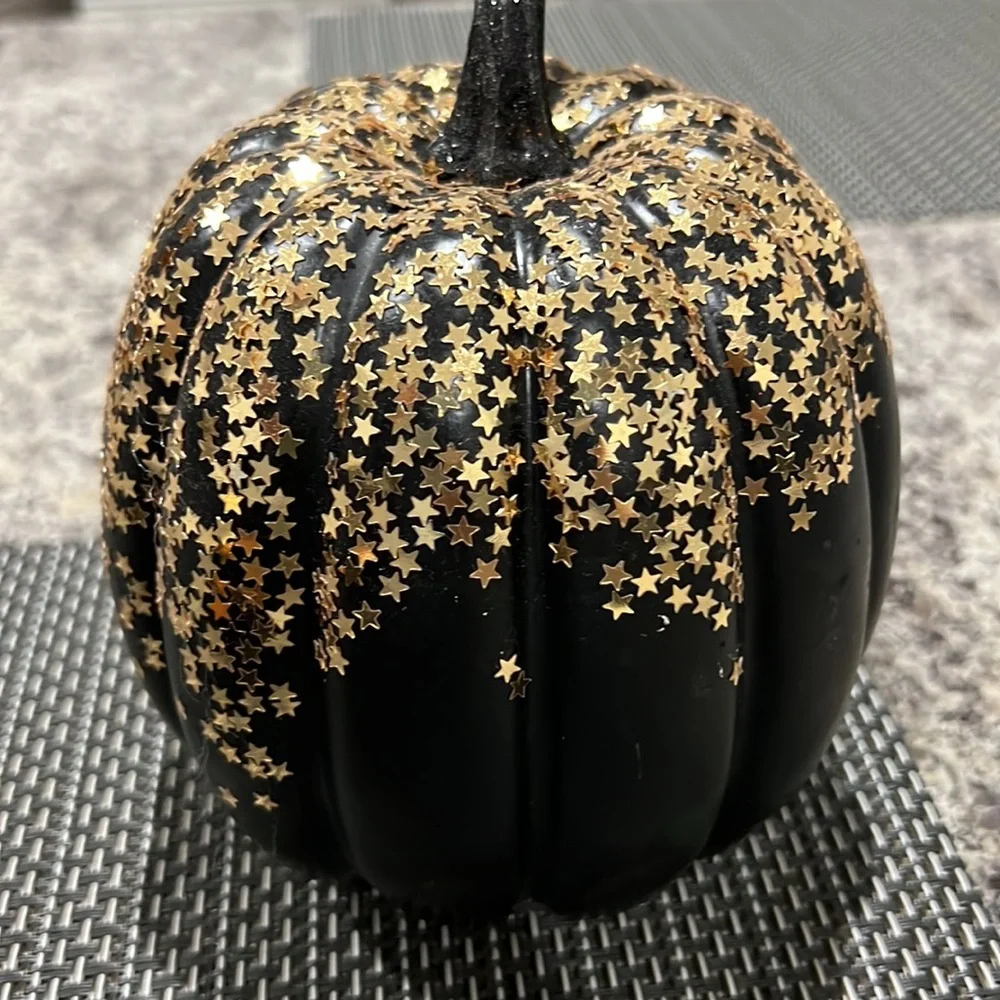 Halloween Pumpkin Lot 3 Sparkly Glitter Pumpkins Decor
